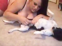 indonesian girl with her dog